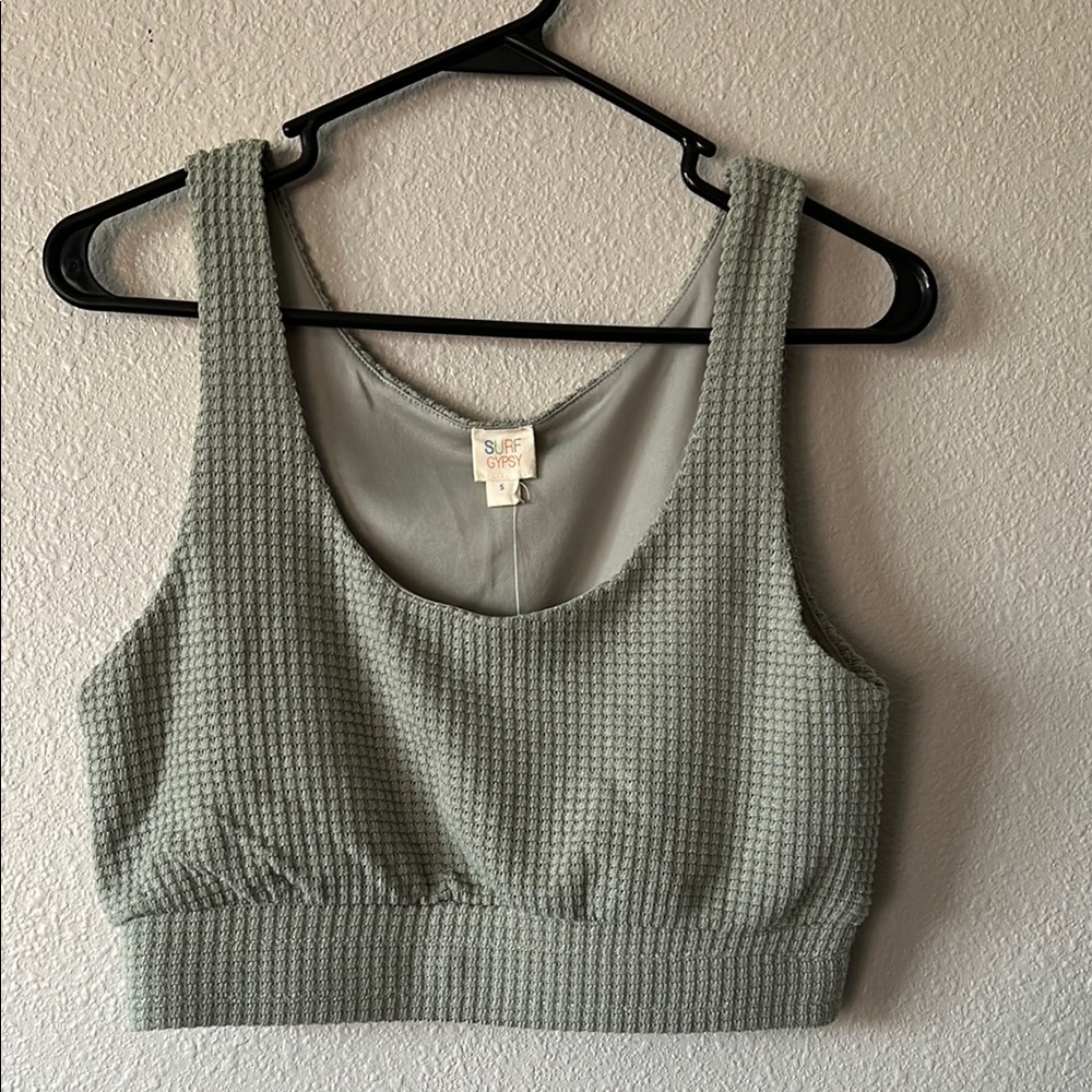 Green Textured Women's crop top